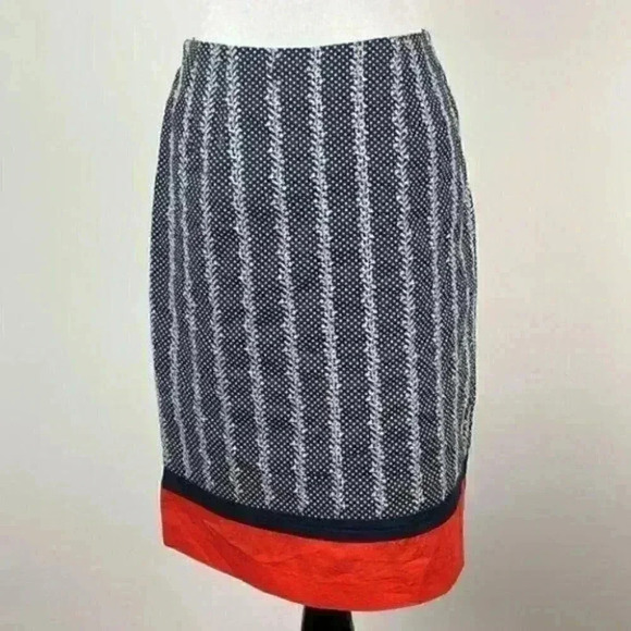 Talbots womens skirt size 4 navy blue red midi nautical pencil - Picture 4 of 8